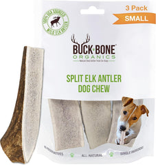 Buck Bone Organics trozos de asta de alce para perros, masticación duradera