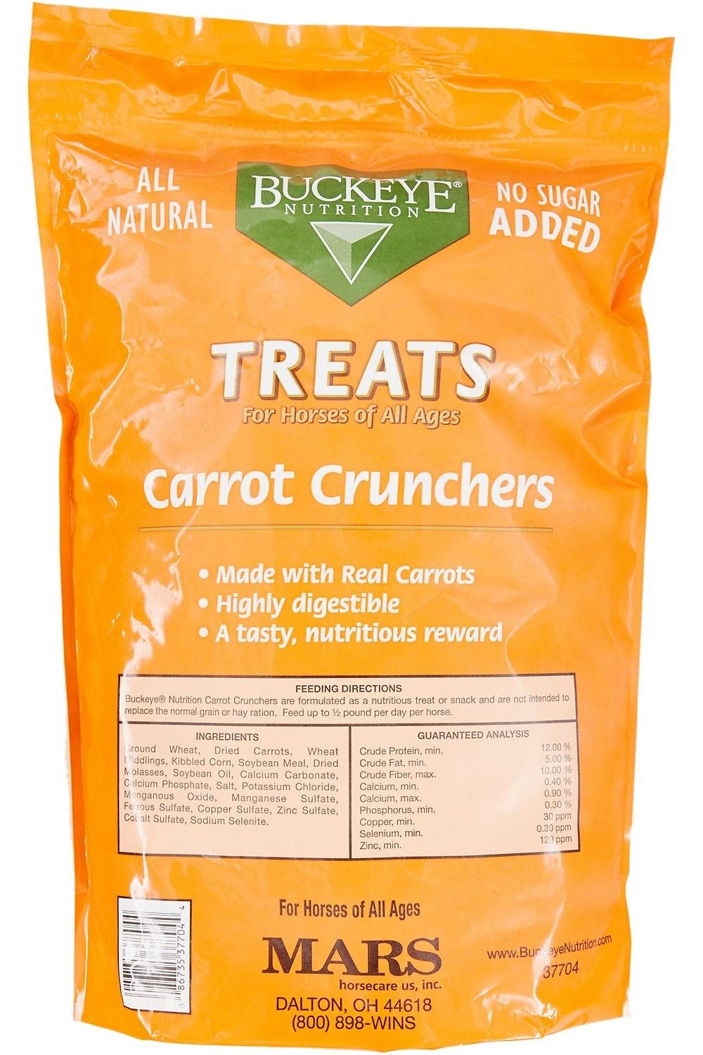 Buckeye Nutrition Delicias de Zanahoria para Equinos: bocaditos crujientes para recompensa de entrenamiento.