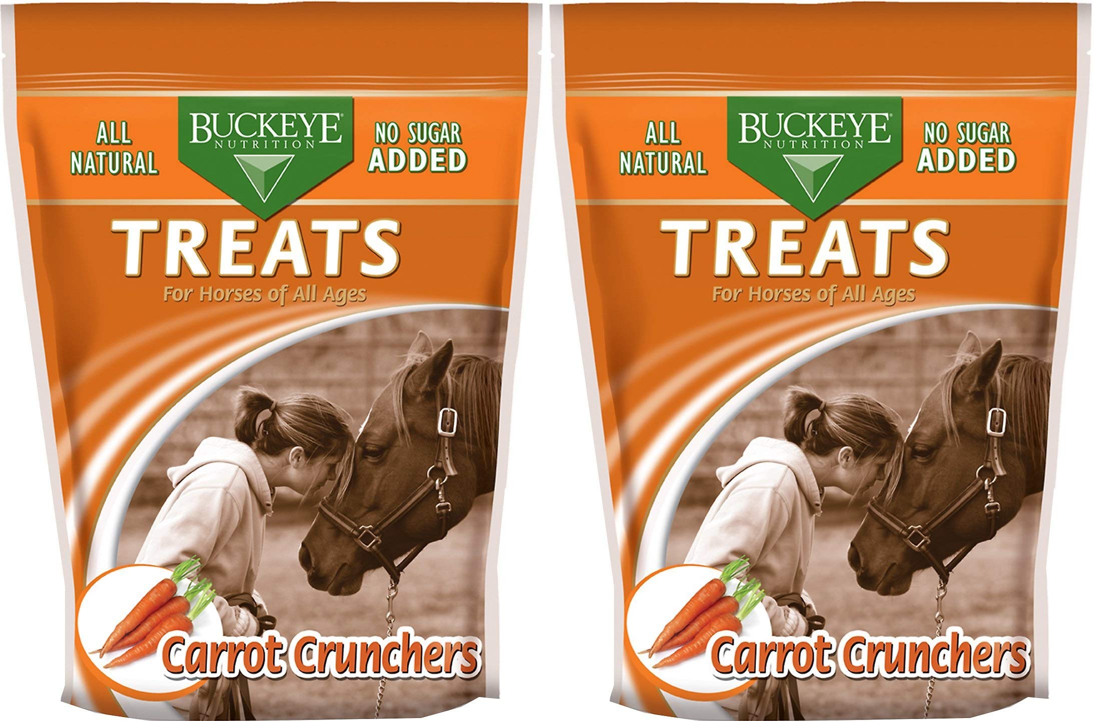 Buckeye Nutrition Delicias de Zanahoria para Equinos: empaque práctico para snack diario.