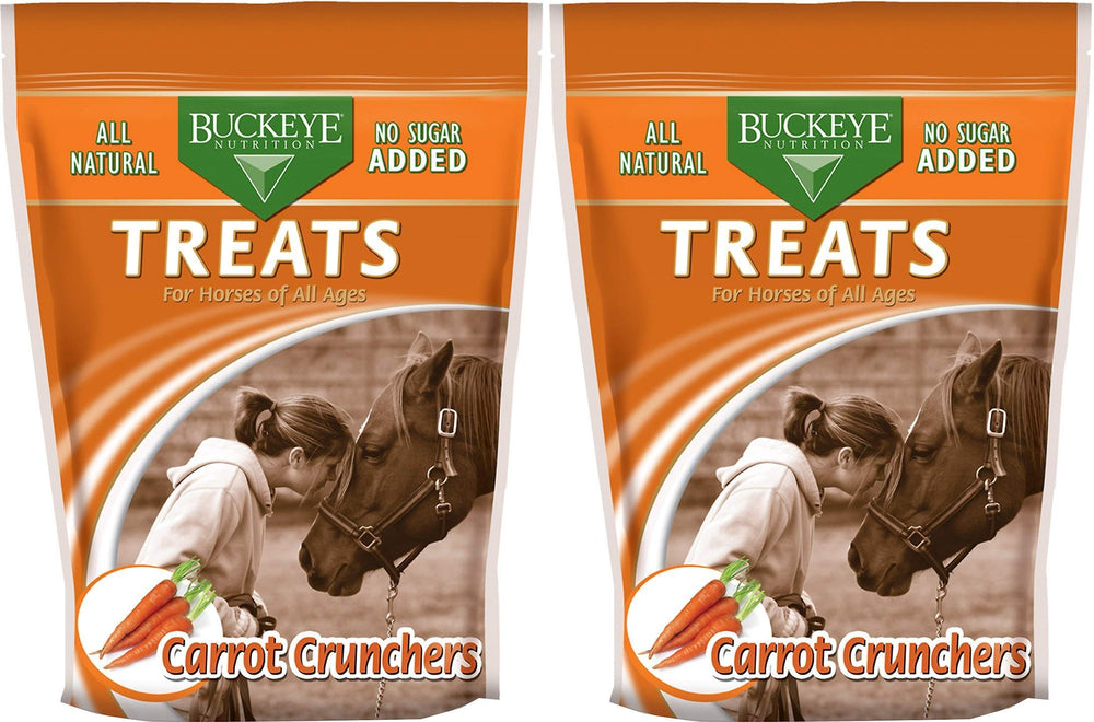 Buckeye Nutrition Delicias de Zanahoria para Equinos: empaque práctico para snack diario.