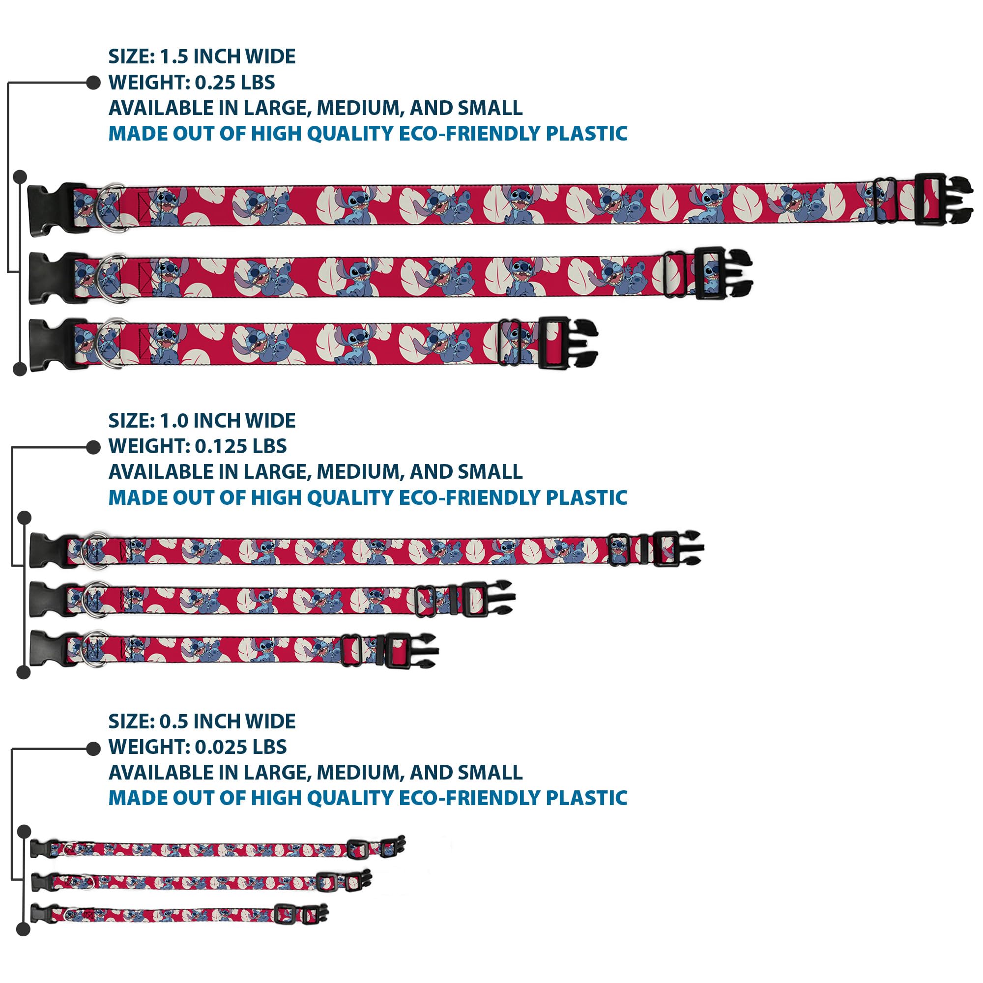 Collar Buckle-Down licenciado Disney con hojas rojas y marfil