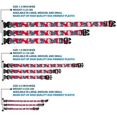Collar Buckle-Down licenciado Disney con hojas rojas y marfil