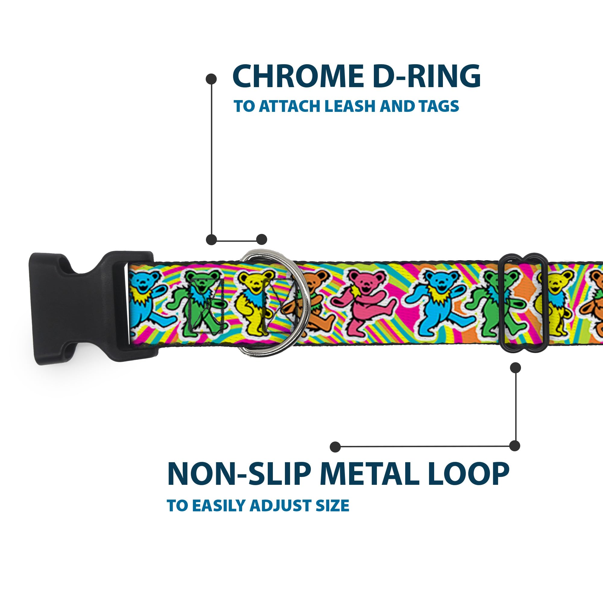 Collar Buckle-Down Grateful Dead, talla 16-23 pulgadas para cuellos medianos a grandes