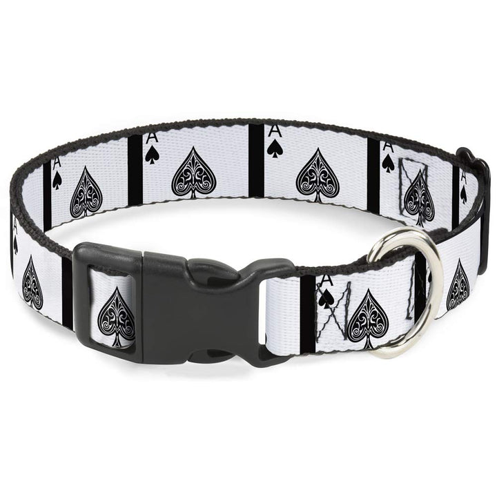 Collar Buckle-Down Ace de Espadas con cierre plástico, ideal para paseos con estilo.