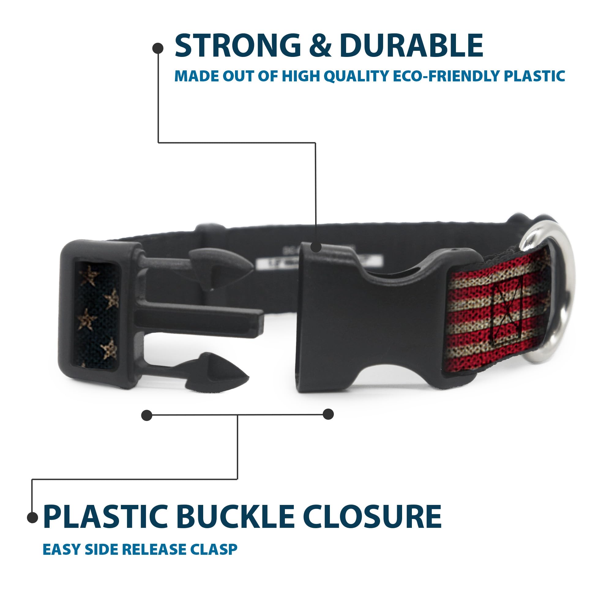 Collar Buckle-Down, anilla D resistente, ideal para paseos diarios y juegos.