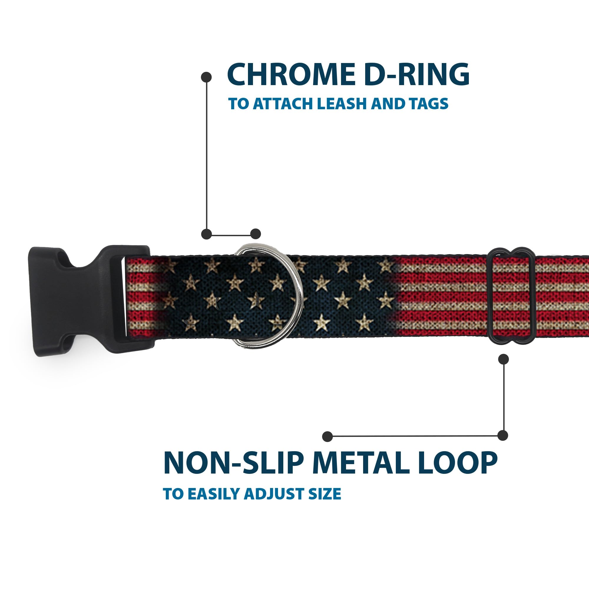 Collar Buckle-Down de plástico con logo licenciado, seguro para razas pequeñas.