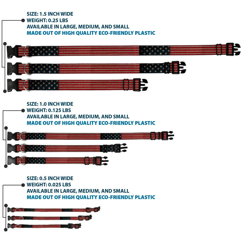 Collar plástico Buckle-Down con bandera de Estados Unidos, media pulgada, perfecto para perros activos.