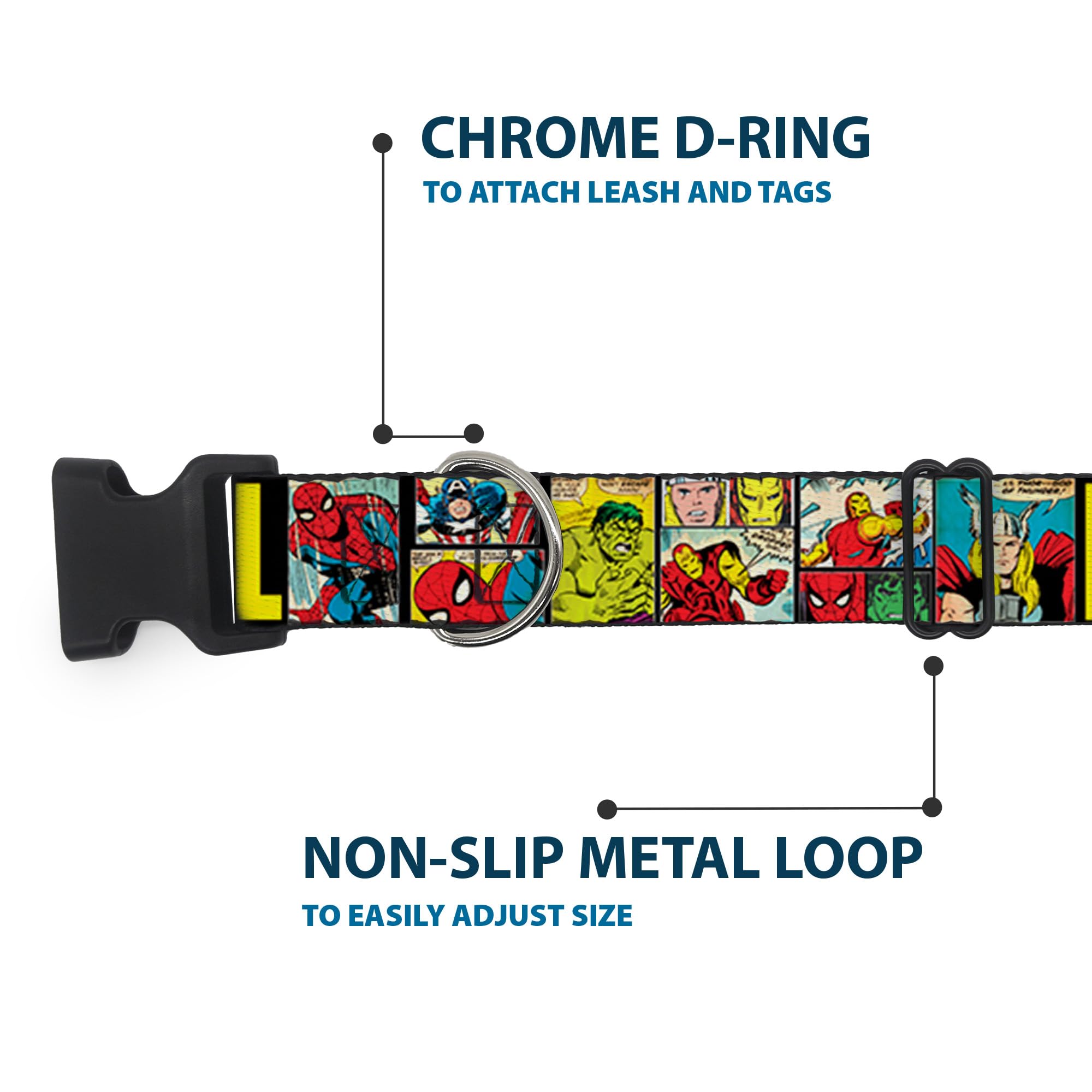 Collar Buckle-Down Marvel licenciado, ideal para fans del cómic.