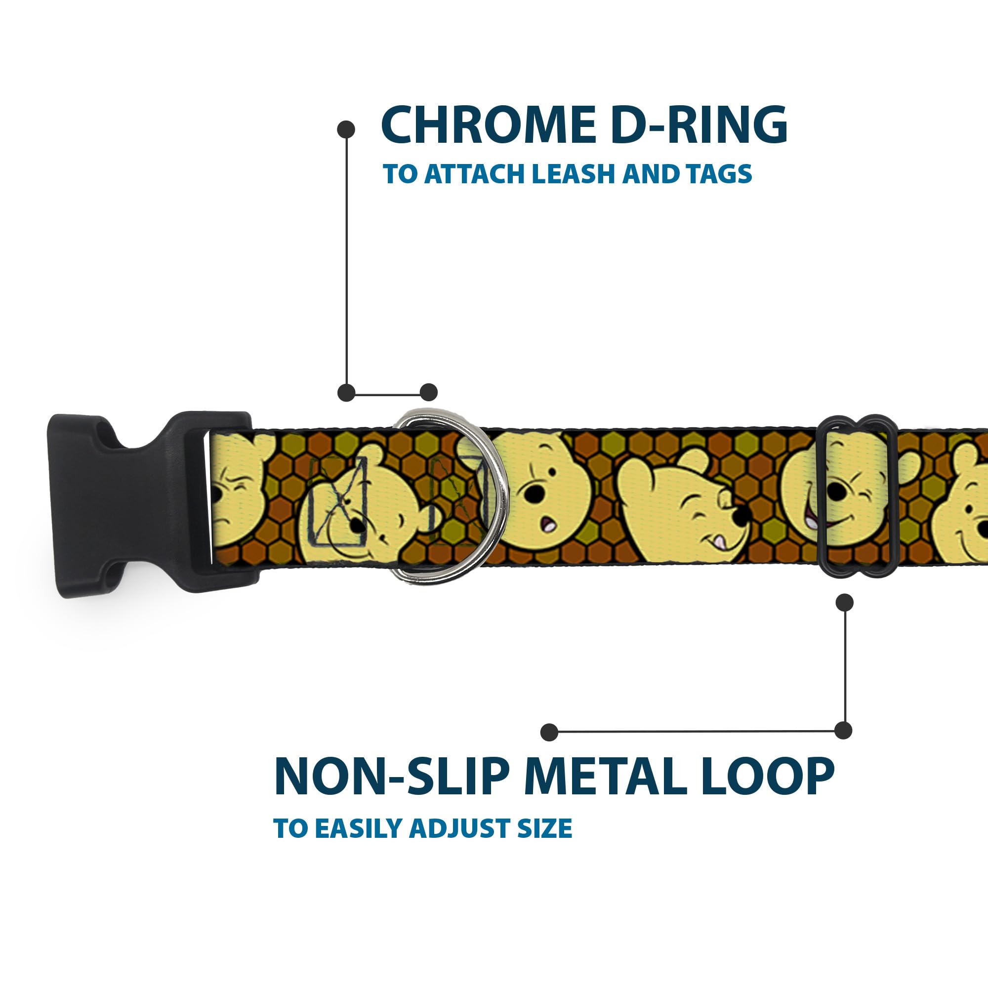Collar Buckle-Down con clip plástico resistente para perros activos.