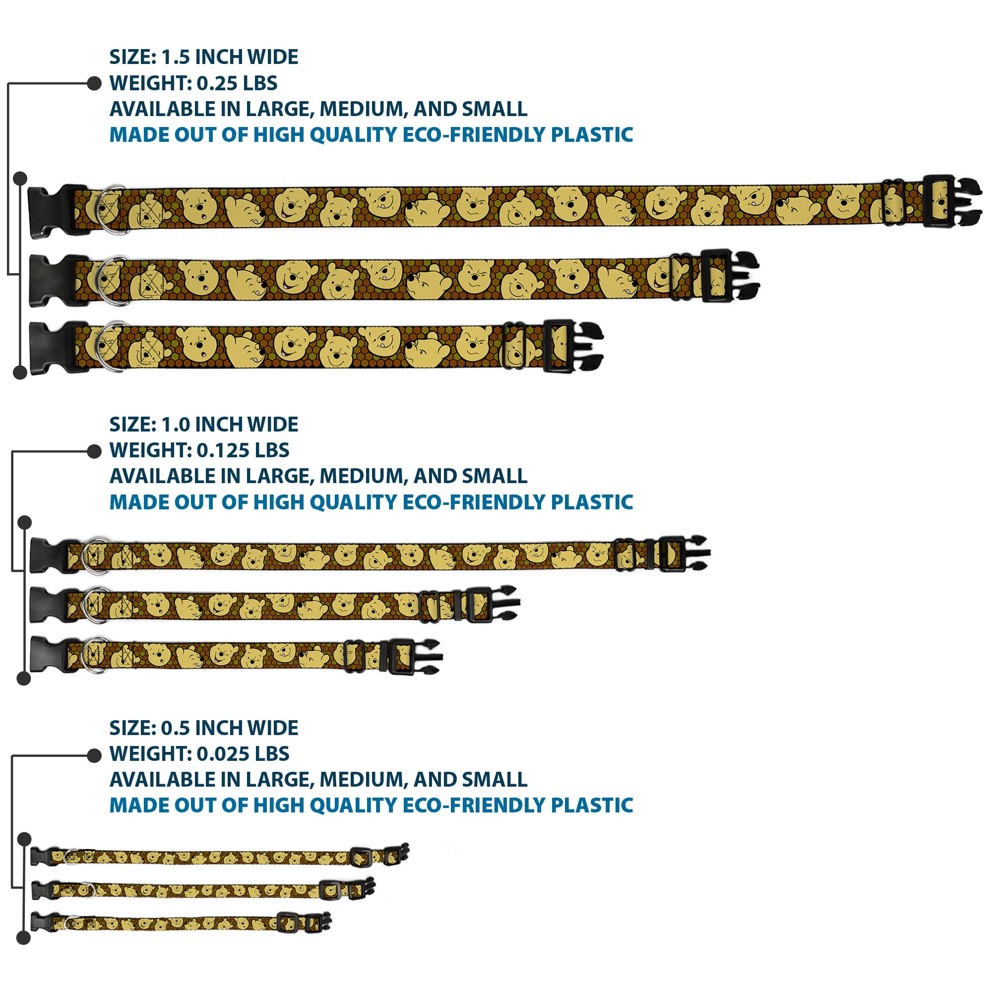 Collar Buckle-Down licenciado Disney con Winnie el Pooh para aventuras diarias.