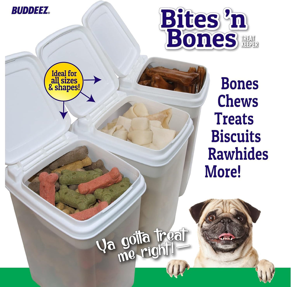 Buddeez contenedor golosinas apilable ideal para gabinetes y estantes.