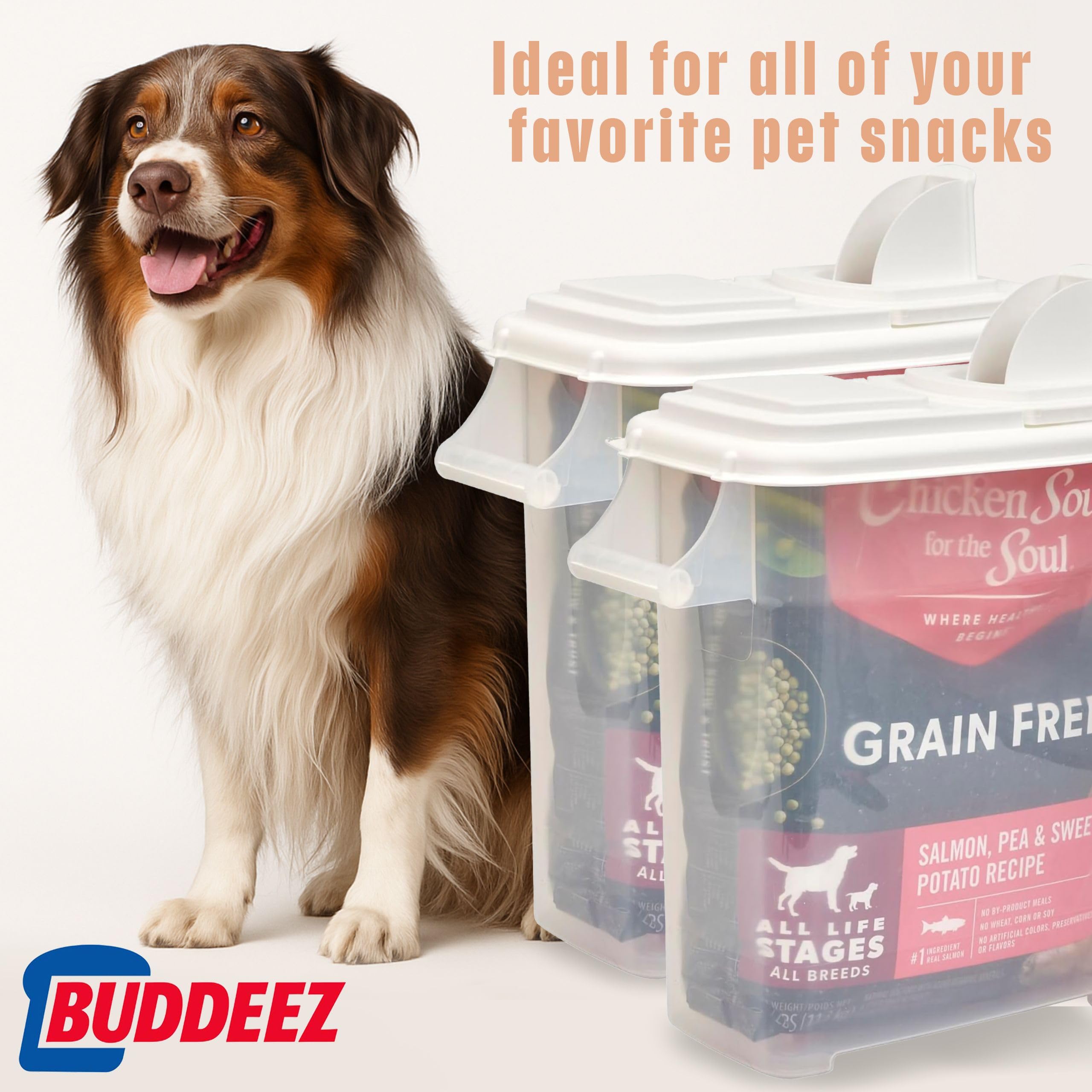 Dispenser Buddeez permite vigilar fácilmente el nivel de alimento.