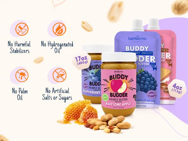 BUDDY BUDDER Barkin Banana Pumpkin Pup, útil para hacer meriendas caseras.