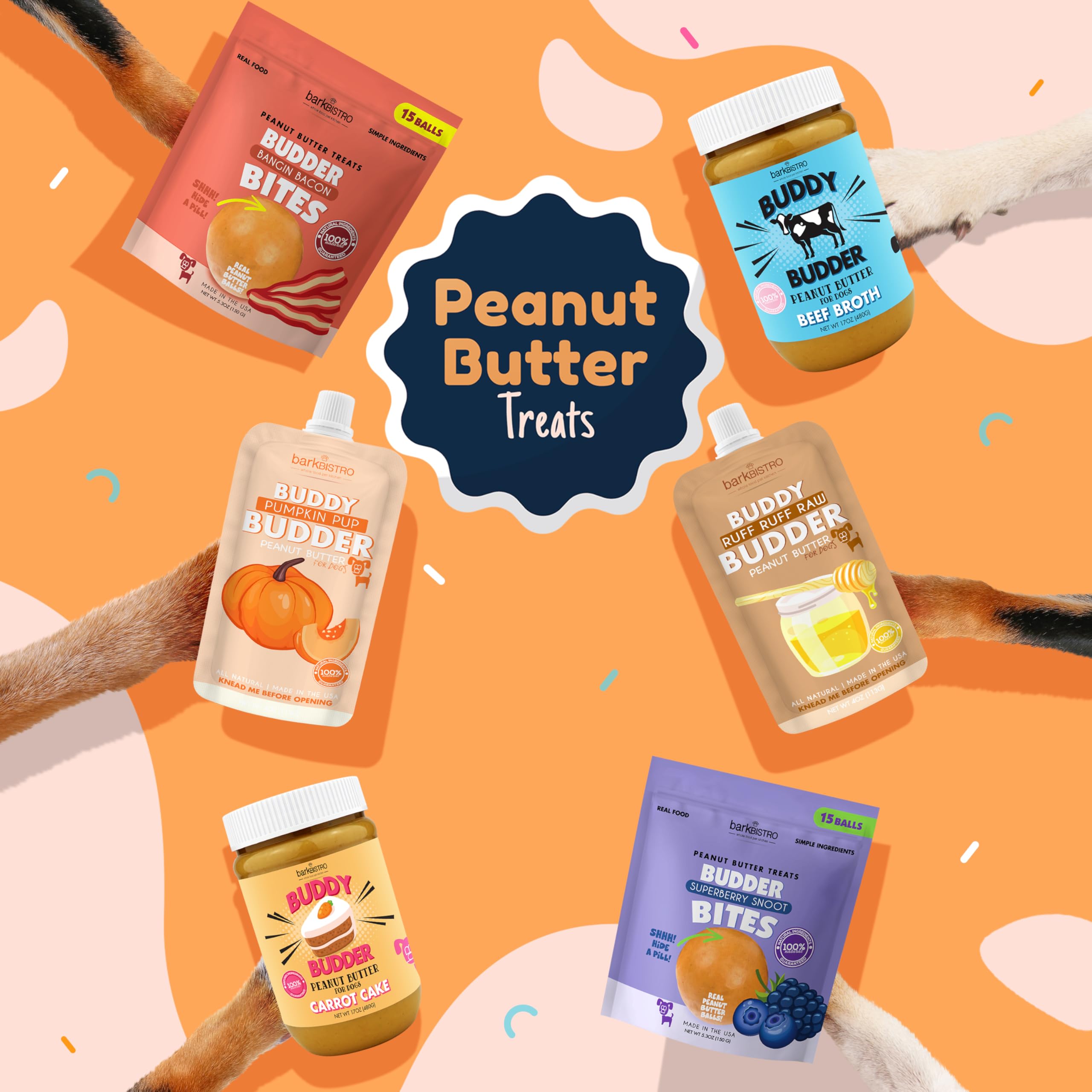 BUDDY BUDDER Barkin Banana Pumpkin Pup, snack multiuso para entrenamiento y recompensa.