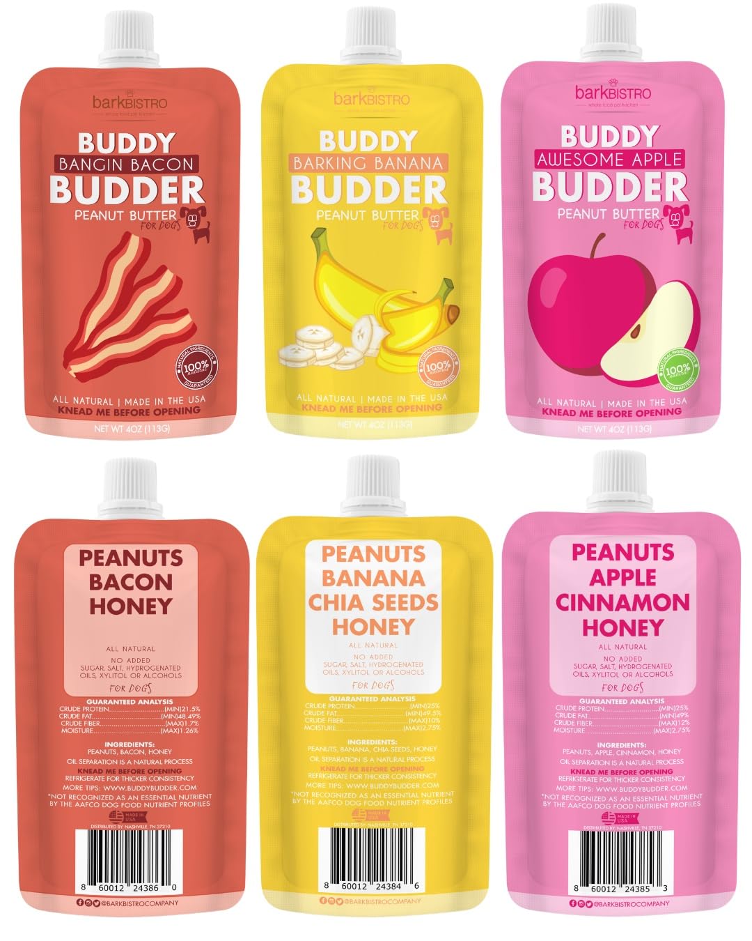 Buddy Budder mantequilla de maní para perros 100% natural, ideal para entrenamiento.