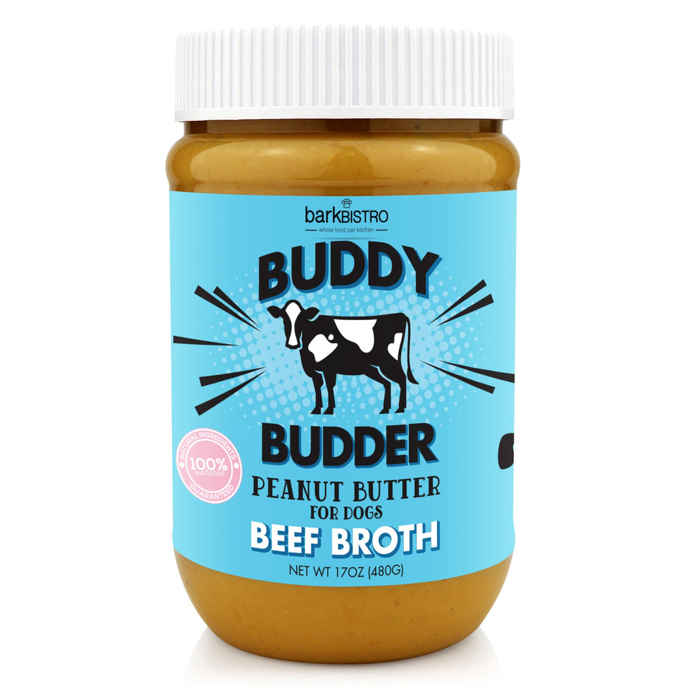 BUDDY BUDDER tarro mantequilla cacahuate: premio sabroso y natural para perros.