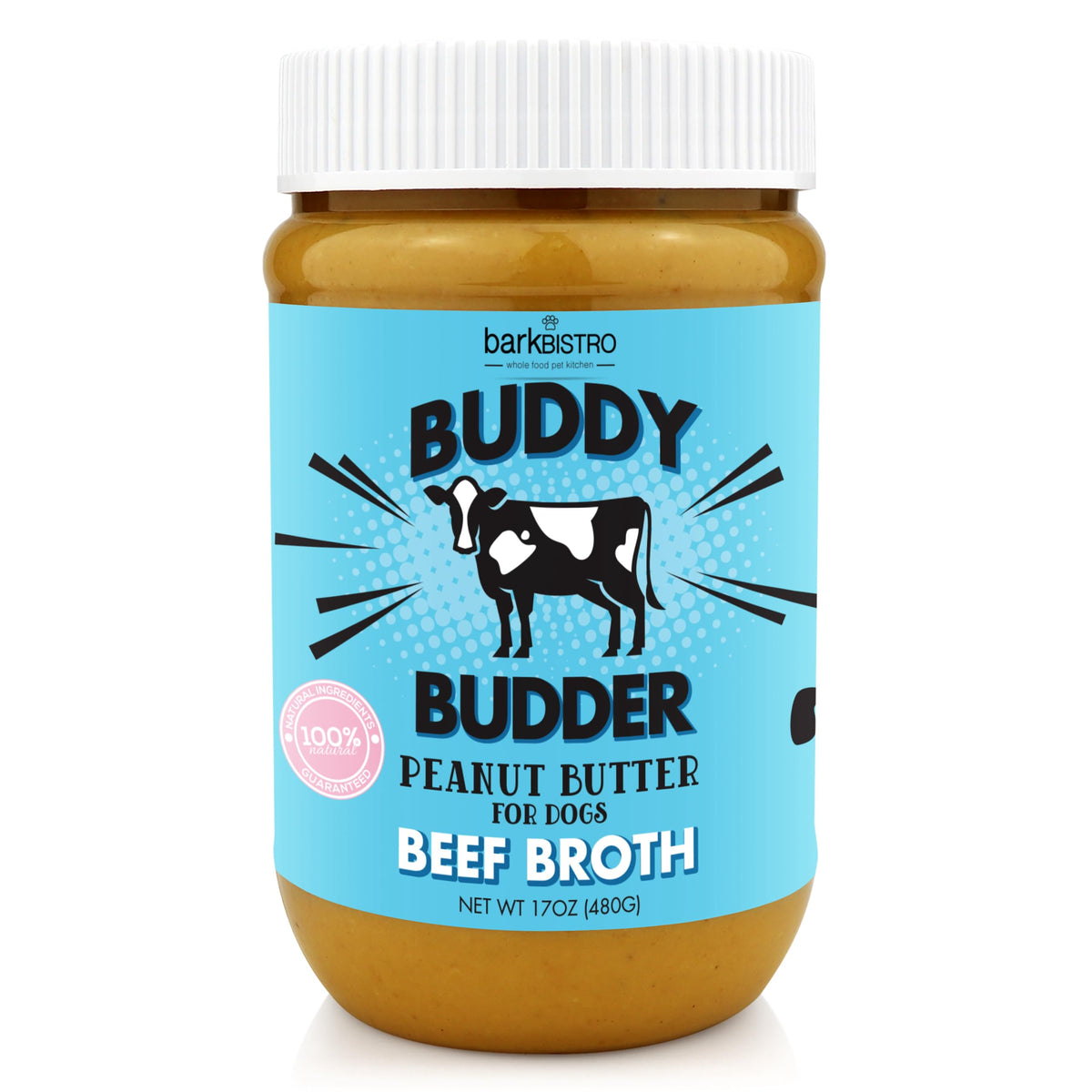 BUDDY BUDDER tarro mantequilla cacahuate: premio sabroso y natural para perros.