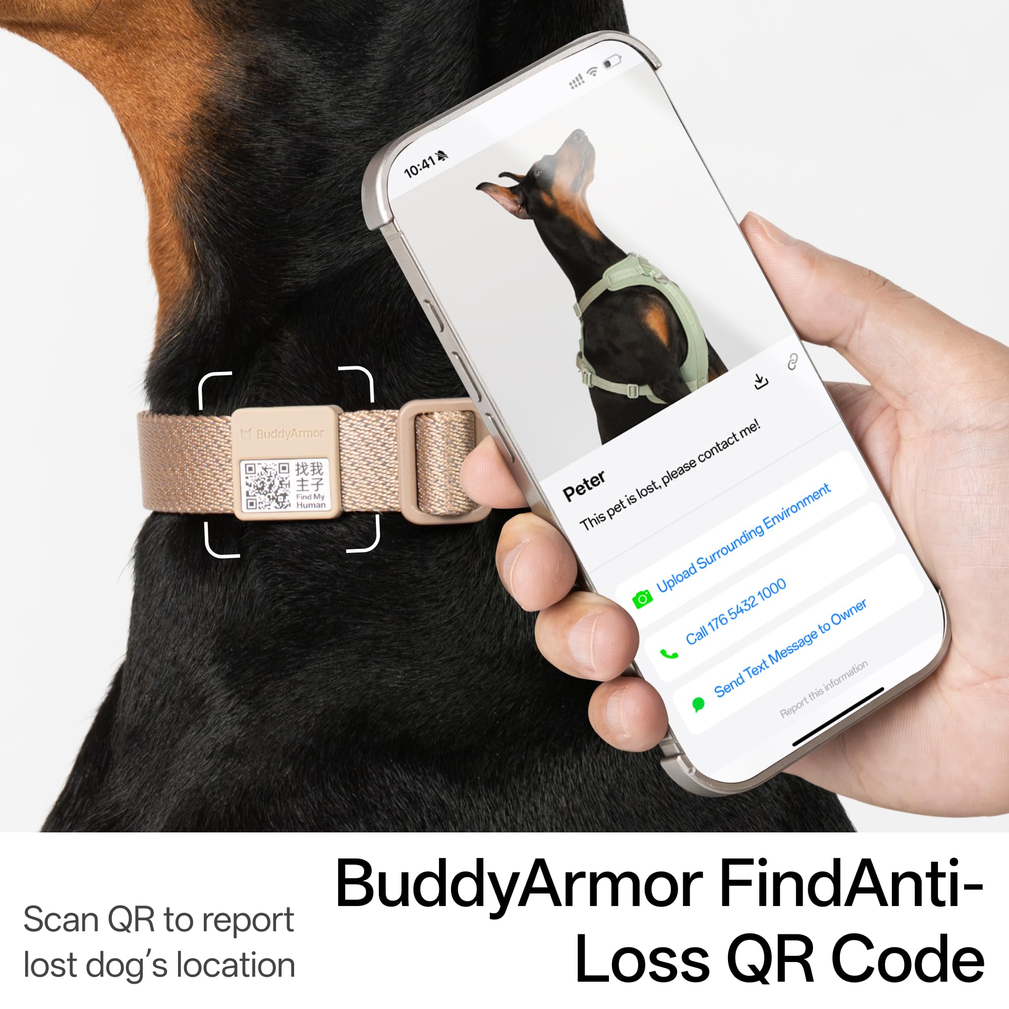 Correa reflectiva Ultra de BuddyArmor para paseos seguros por la noche.
