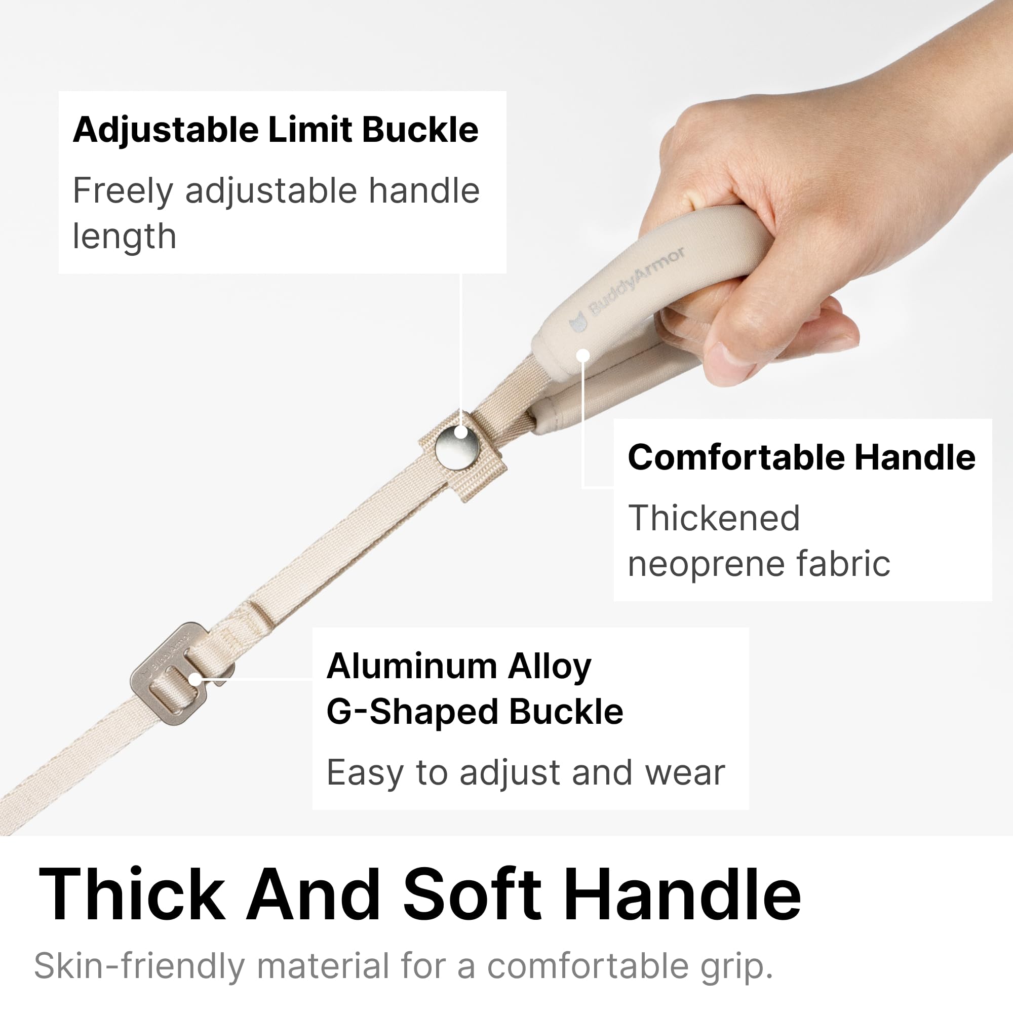 Gancho resistente de BuddyArmor evita fugas durante caminatas