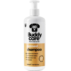 Buddycare Champú de Avena para Perros, botella con aroma suave que cuida la piel.