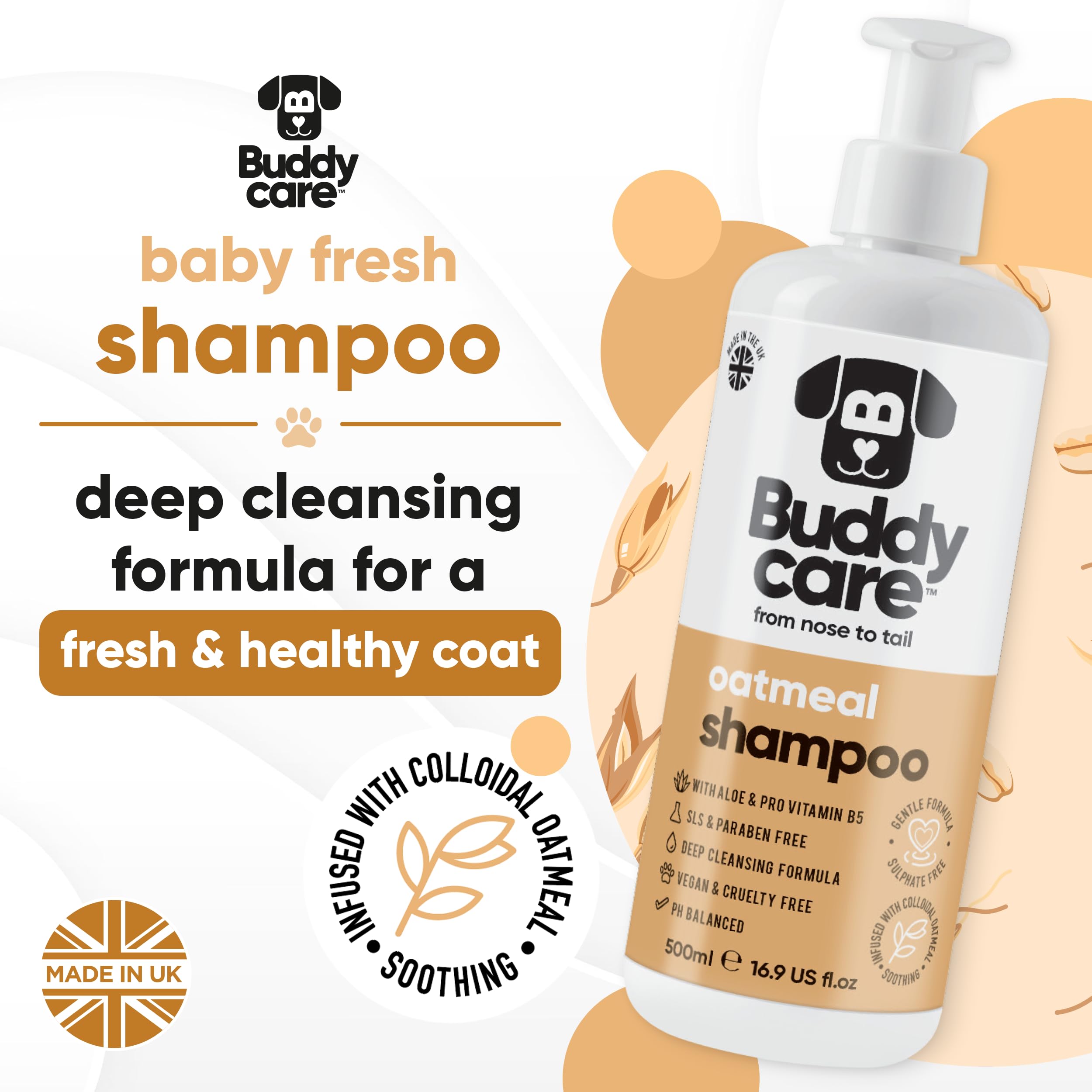 Buddycare Champú para Perros, protección de piel sensible durante el lavado.