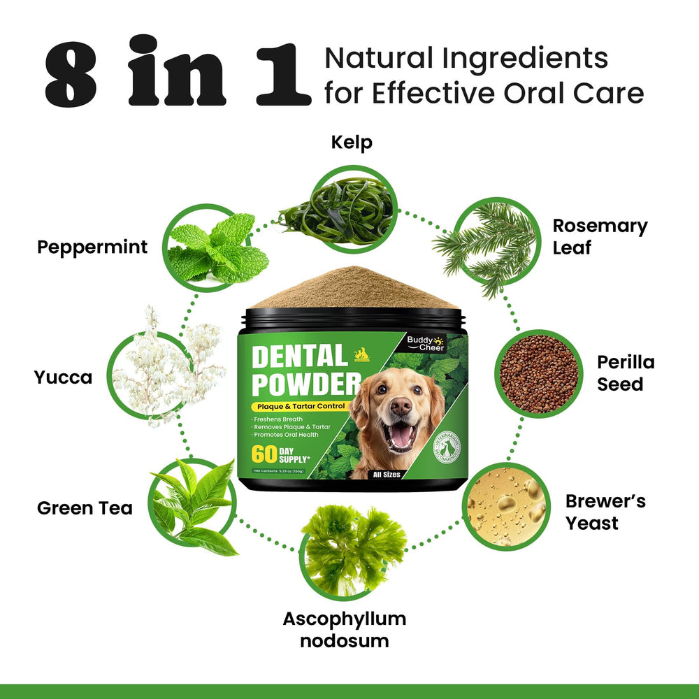 BuddyCheer polvo dental para perros para reducir olor y mantener sonrisa