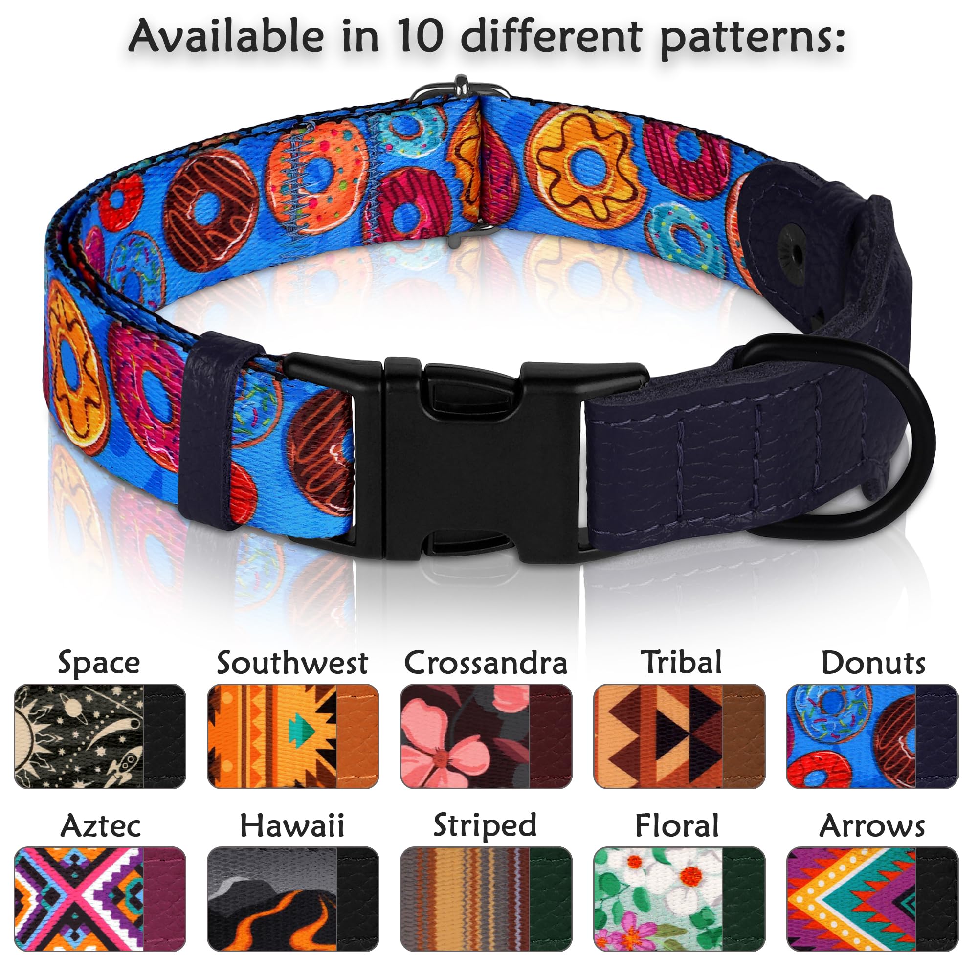 Collar Budkas AirTag muestra tallas ajustables para perros de todos los tamaños.