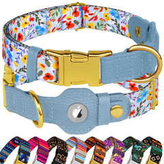 Budkas AirTag Collar Floral: estilo elegante y seguimiento cómodo para tu perro.