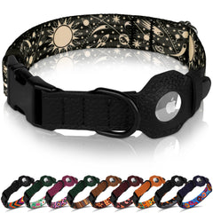 Collar Budkas con AirTag visto de frente, cómodo y seguro para paseos.