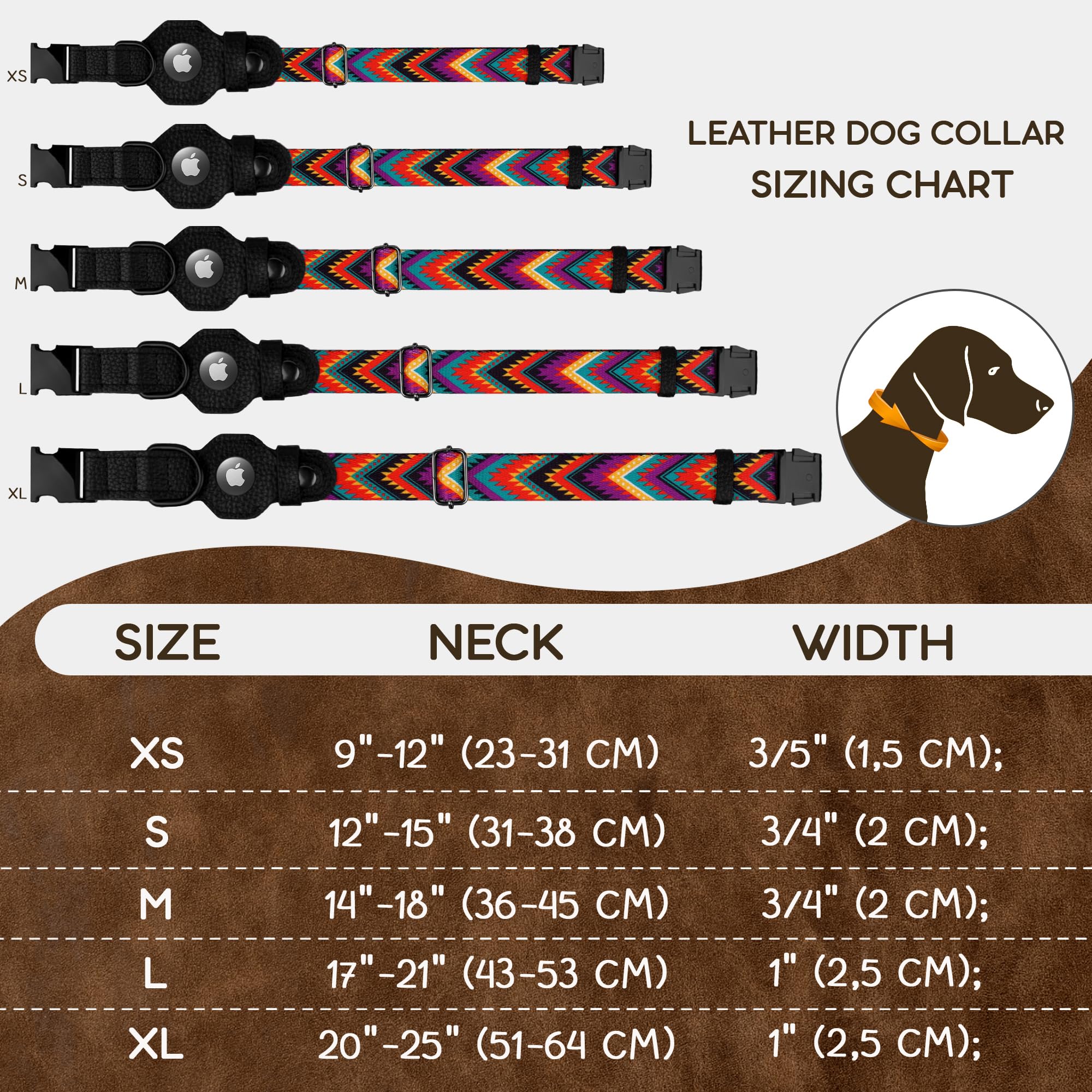 Budkas AirTag Collar perro diseño impreso, estilo moderno para paseo