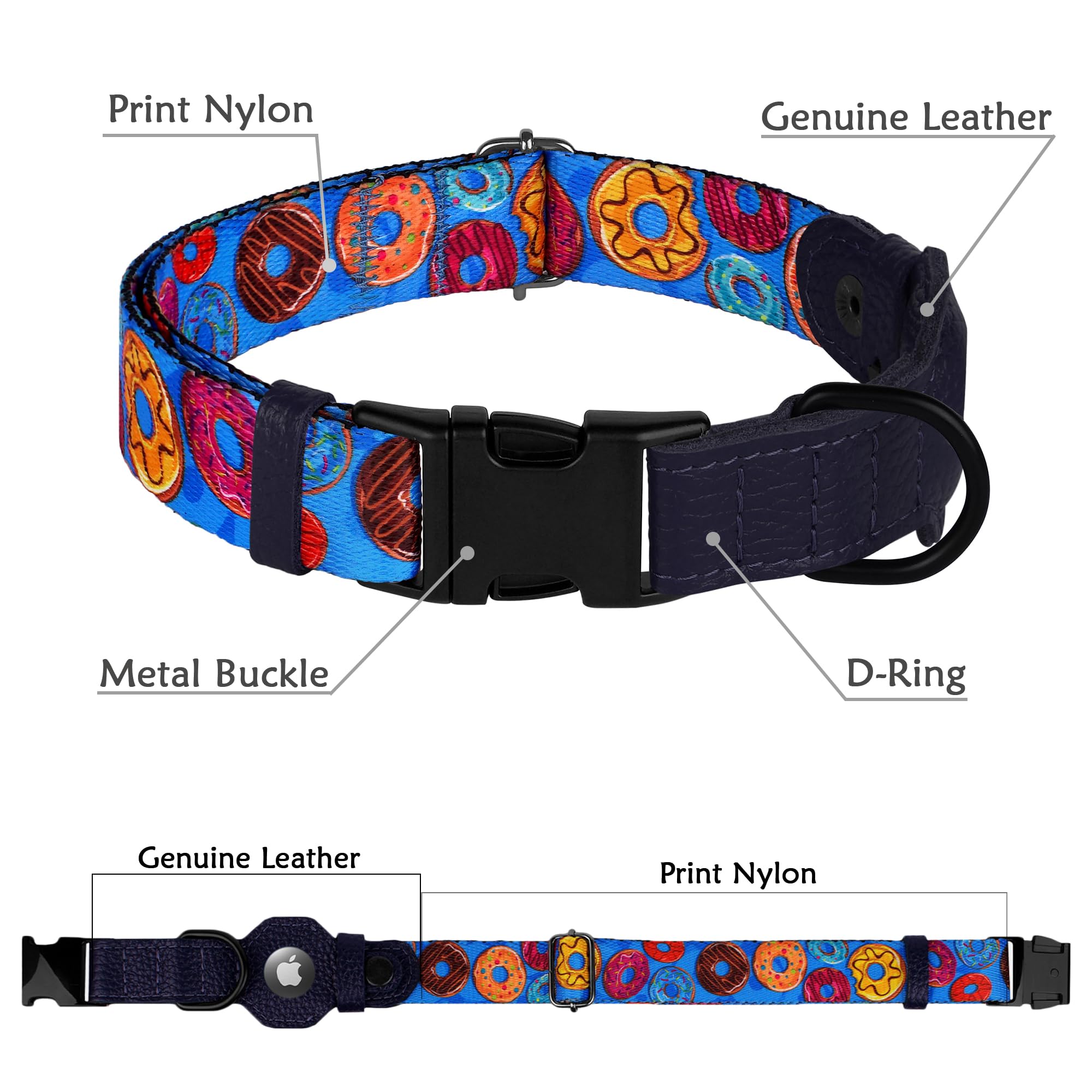Collar Budkas AirTag con tabla de tallas para perros, ajuste correcto.