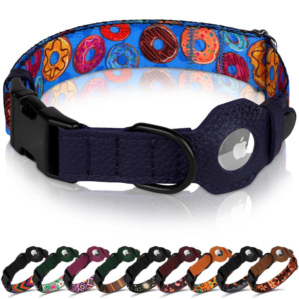 Collar Budkas AirTag, vista frontal, lleno de estilo y seguridad para la mascota.