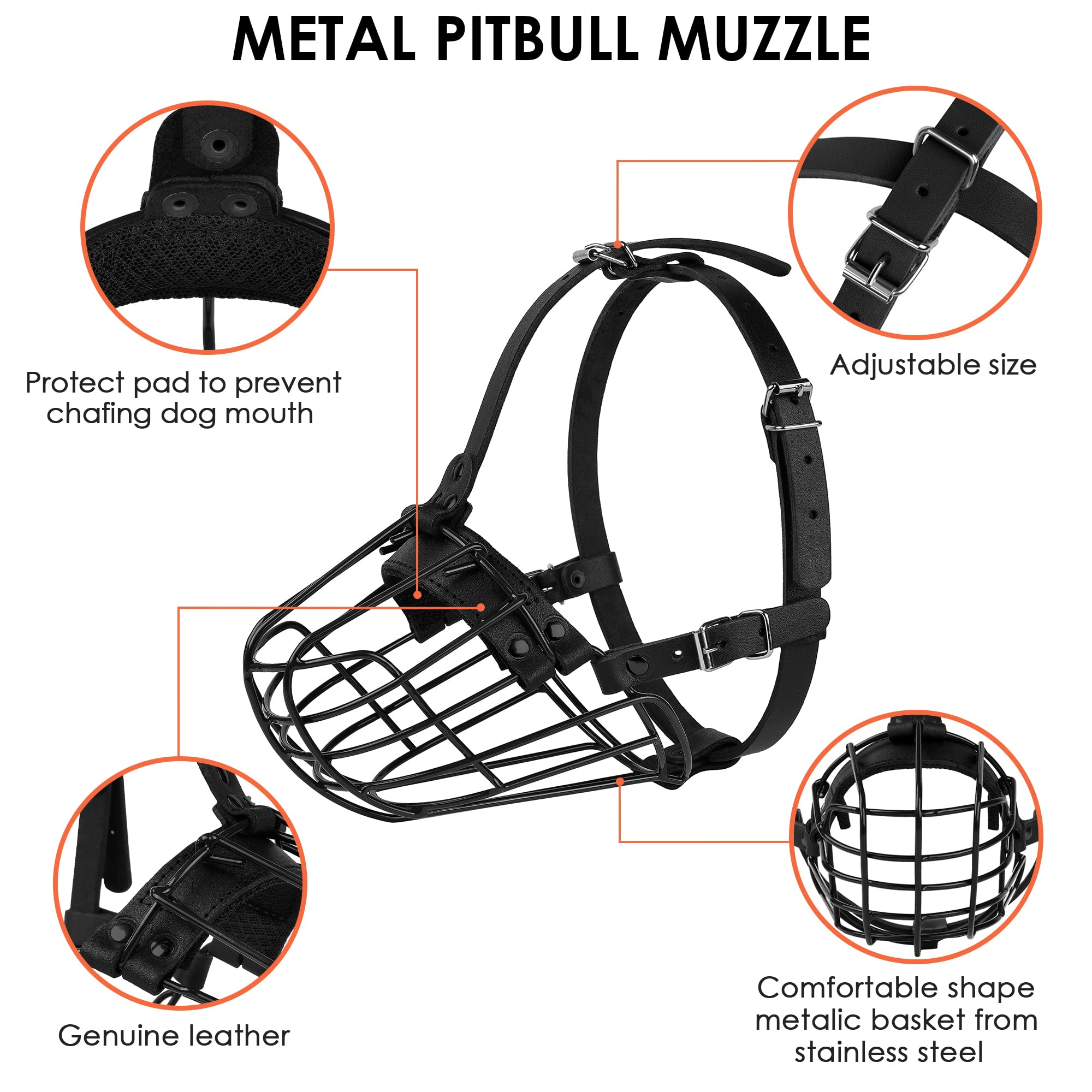 Correas de cuero ajustables Budkas en marrón oscuro para bozal de pitbull, estilo y seguridad.