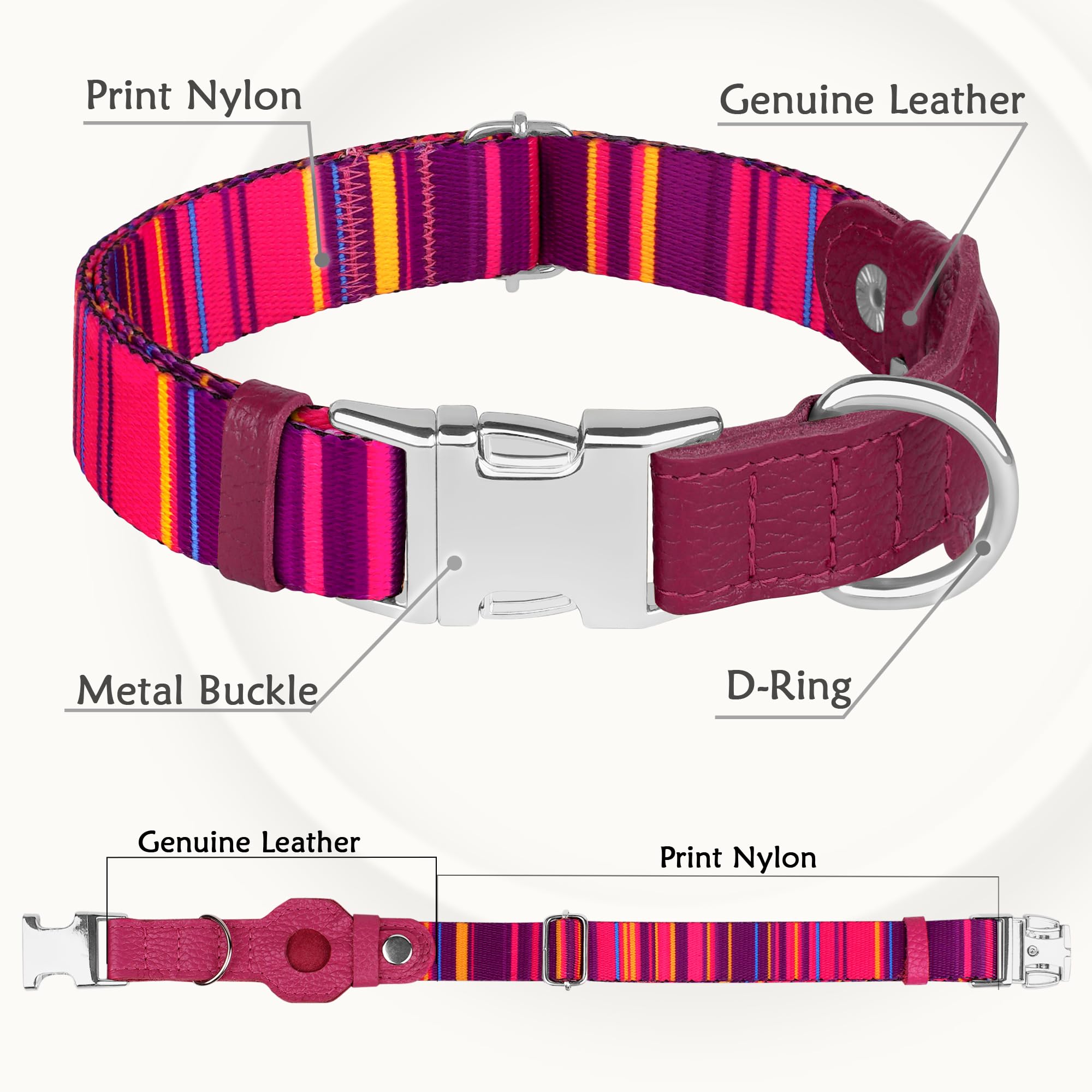 Budkas AirTag collar anilla D resistente para paseo robusto.