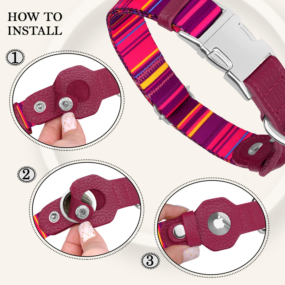 Budkas AirTag collar cuero genuino para durabilidad y confort.