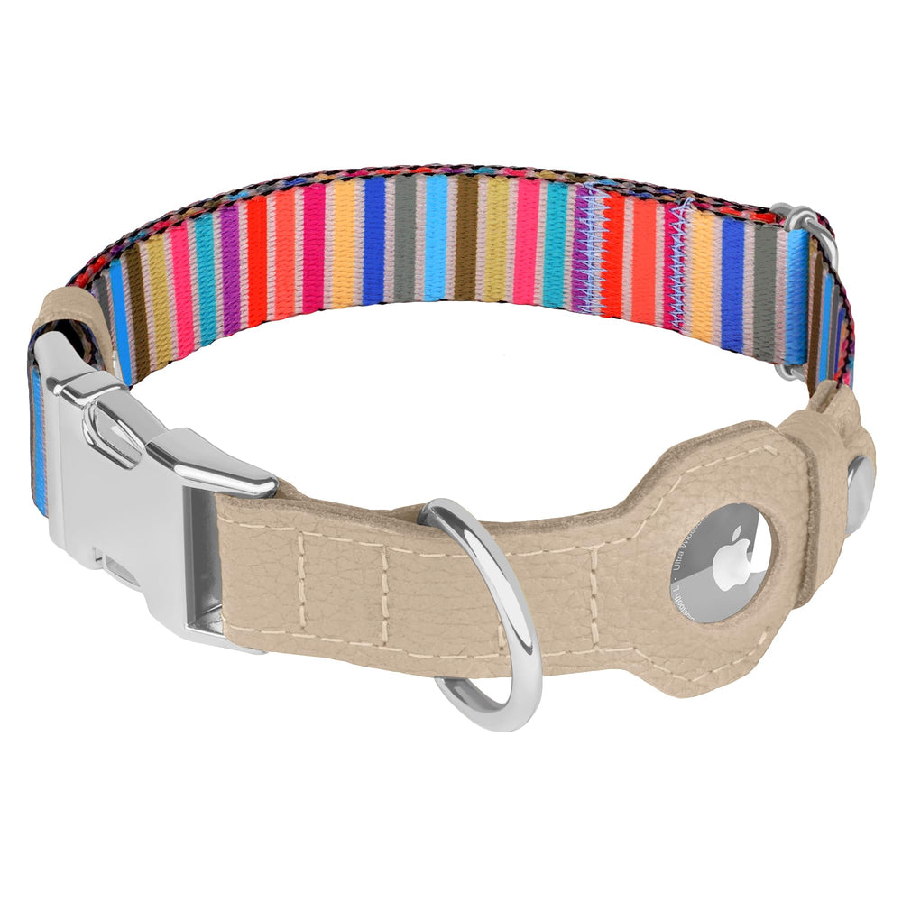 Collar Budkas AirTag Serape, vista lateral muestra el patrón y ajuste.