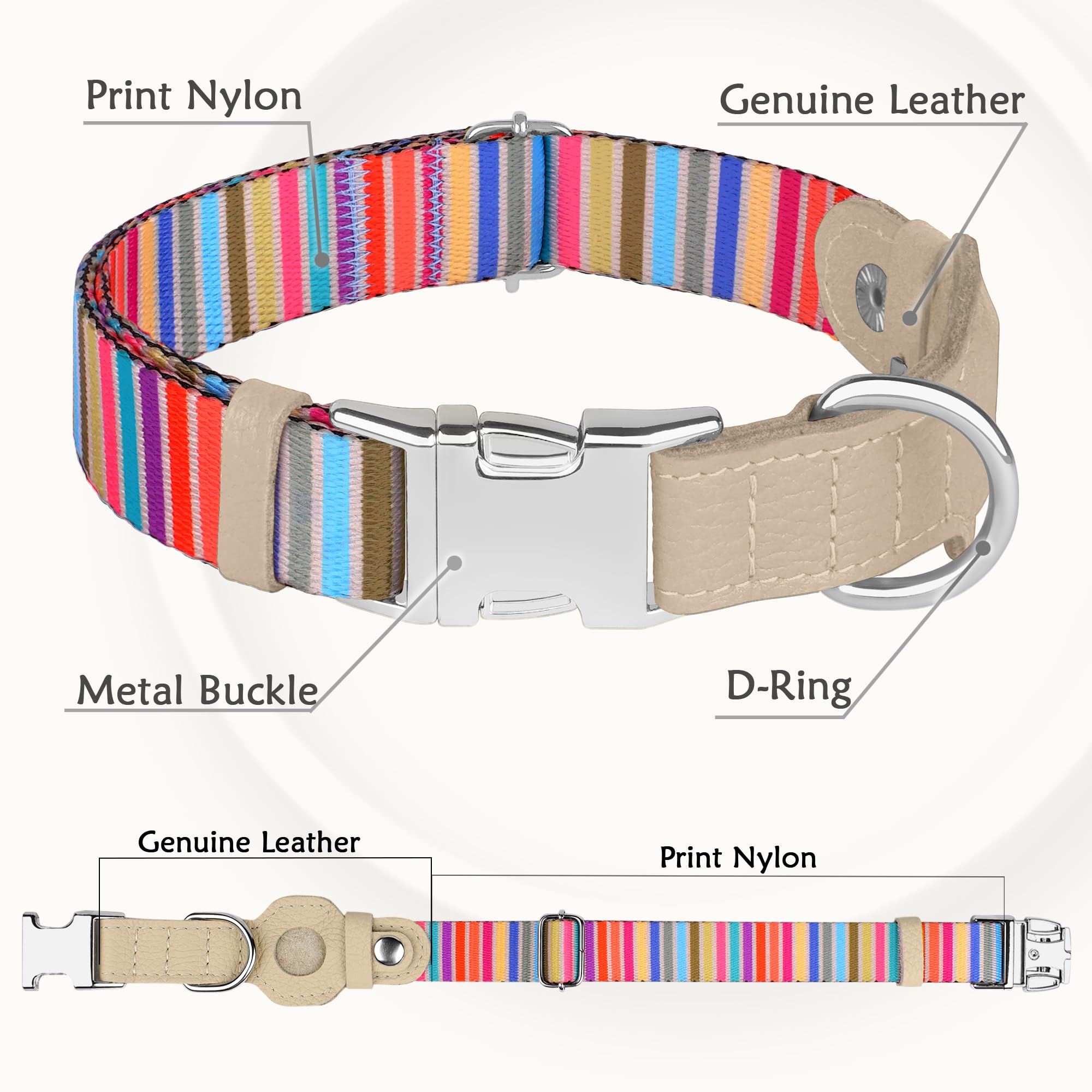 Collar Budkas AirTag Serape, hebilla robusta para perros de tamaño grande.