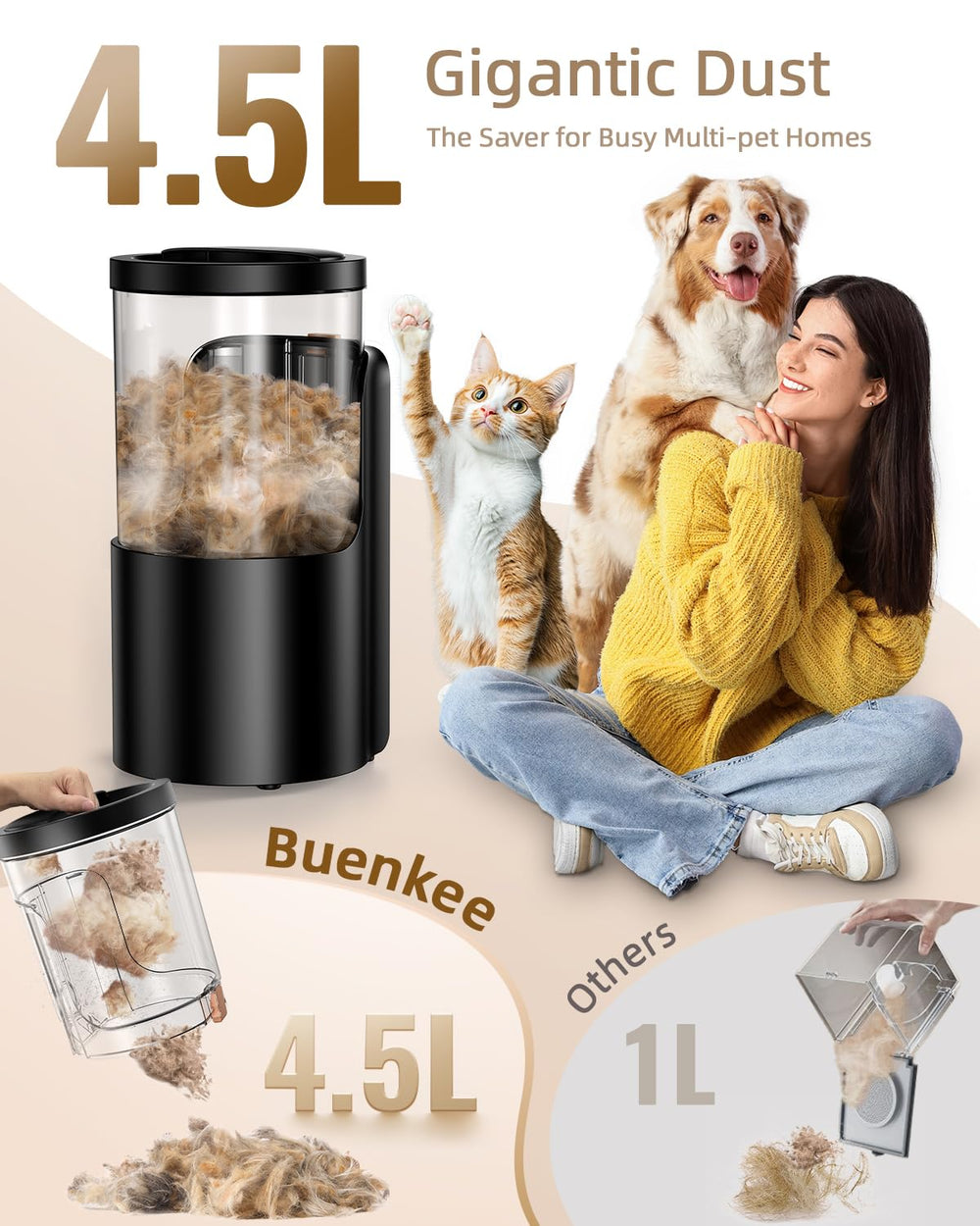 Buenkee cortapelos para perros inalámbrico, uso sin cables.
