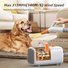 Buenkee secador para perros mostrando ciclo frío-calor para ajuste de temperatura.