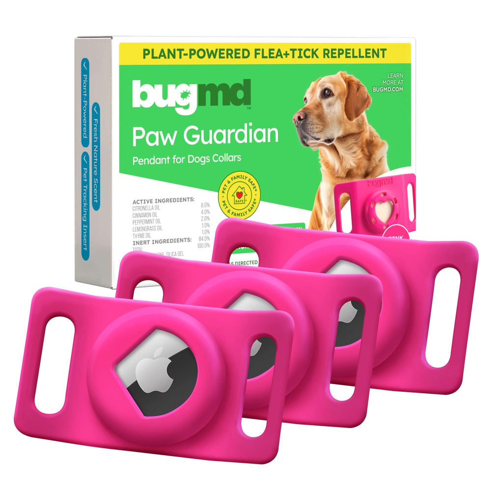 BugMD Paw Guardian pendiente con AirTag para collar rosado, rastreo seguro para perros