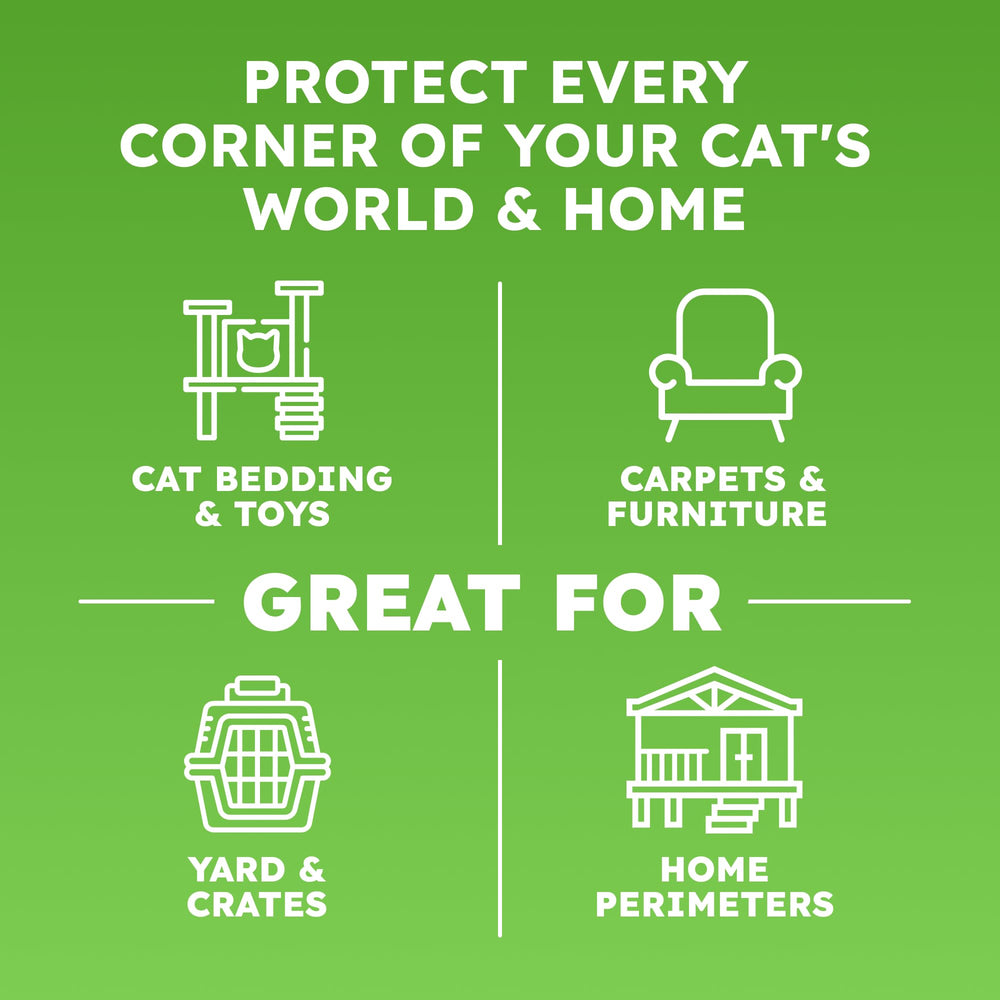 BugMD spray para alfombras, muebles y zonas de descanso del gato.