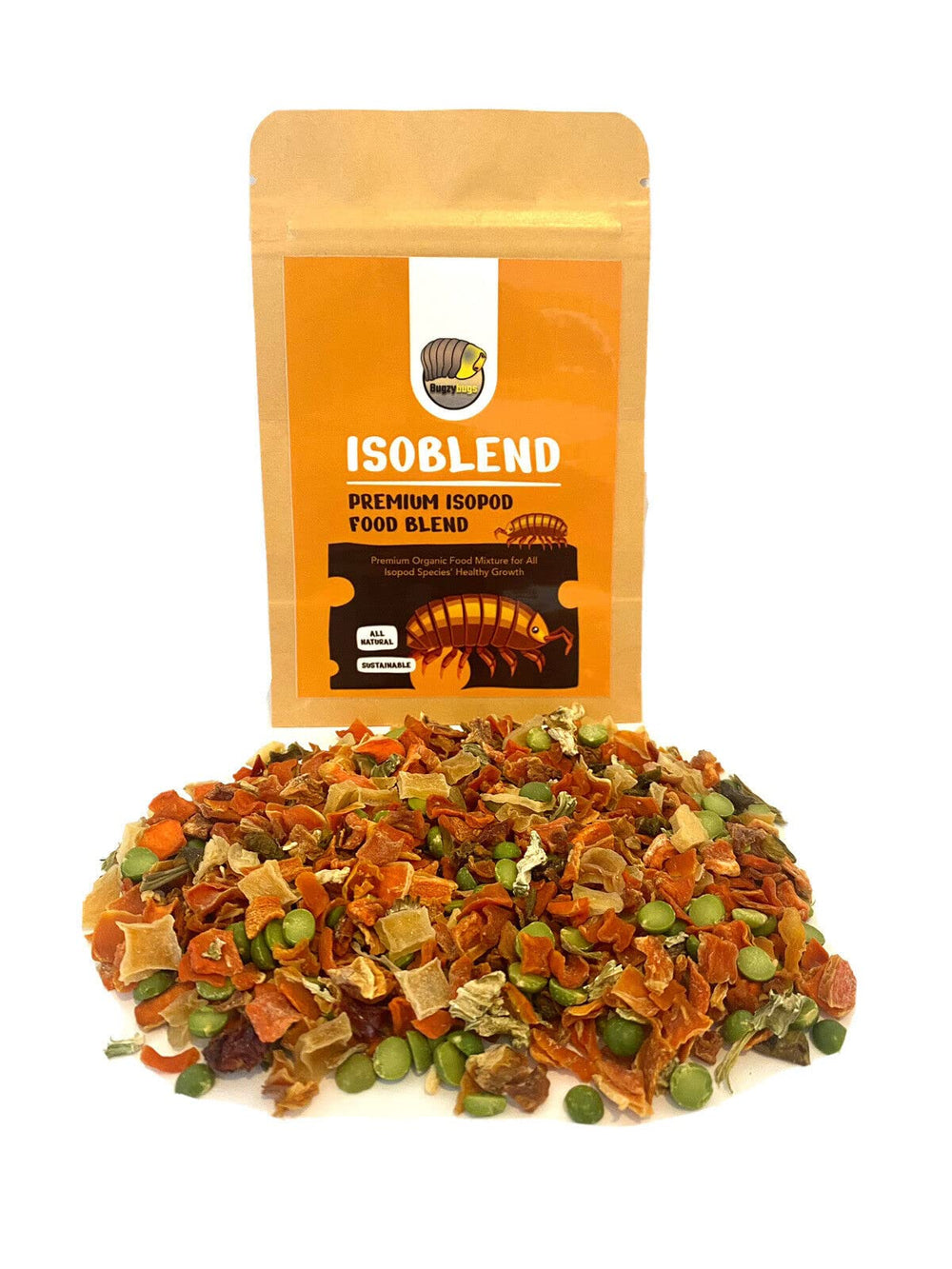 Bugzy Bugs Isoblend, bolsa de alimento para isópodos, fácil de dosificar