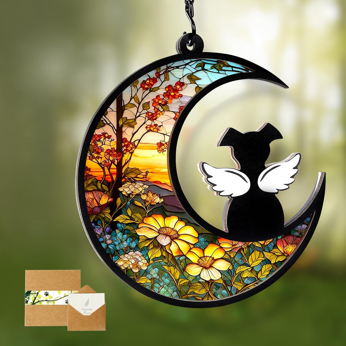 BUHOUHUI vitral conmemorativo para recordar a tu perro junto a la ventana