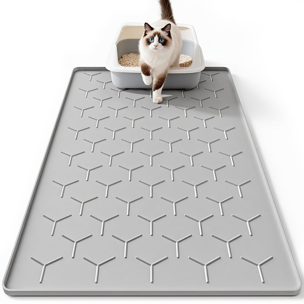 Bulkniu esterilla de silicona para arena de gato, recoge arena con facilidad.