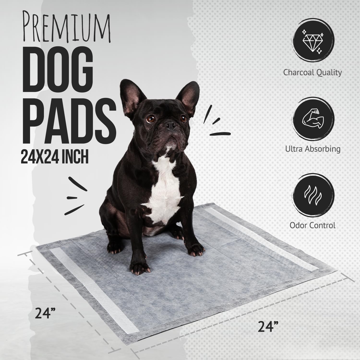 Bulldogology pad de 24x24 con absorcion rapida para suelos limpios.