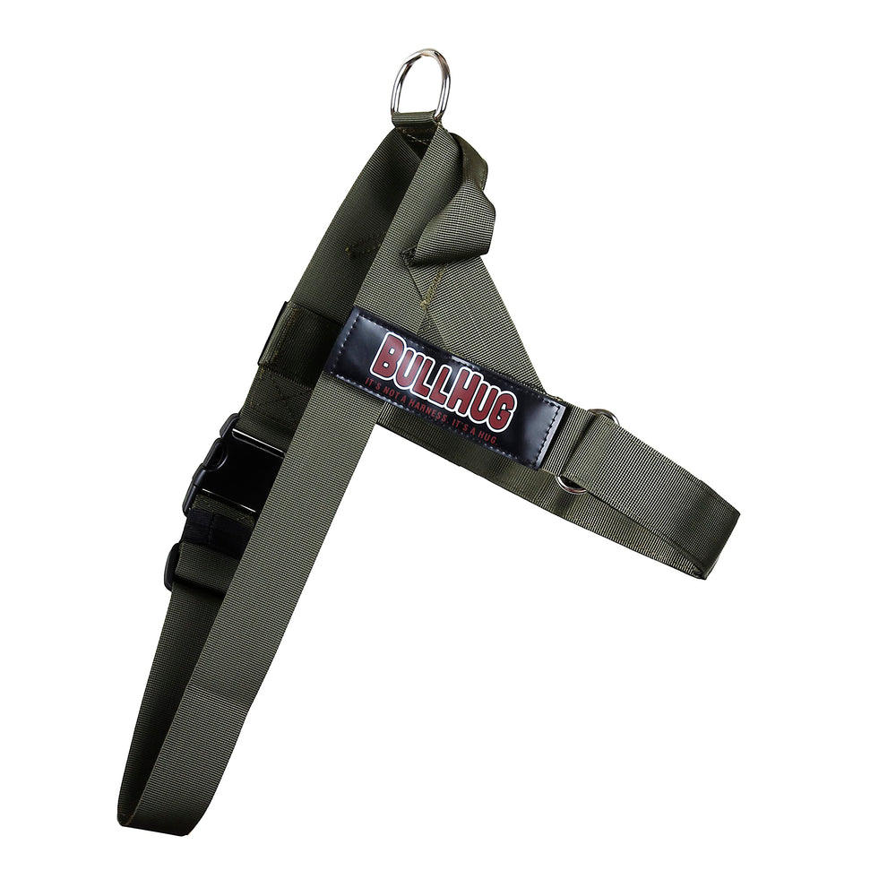 BullHug arnés ajustable olivo-verde con asa para mayor control durante paseos