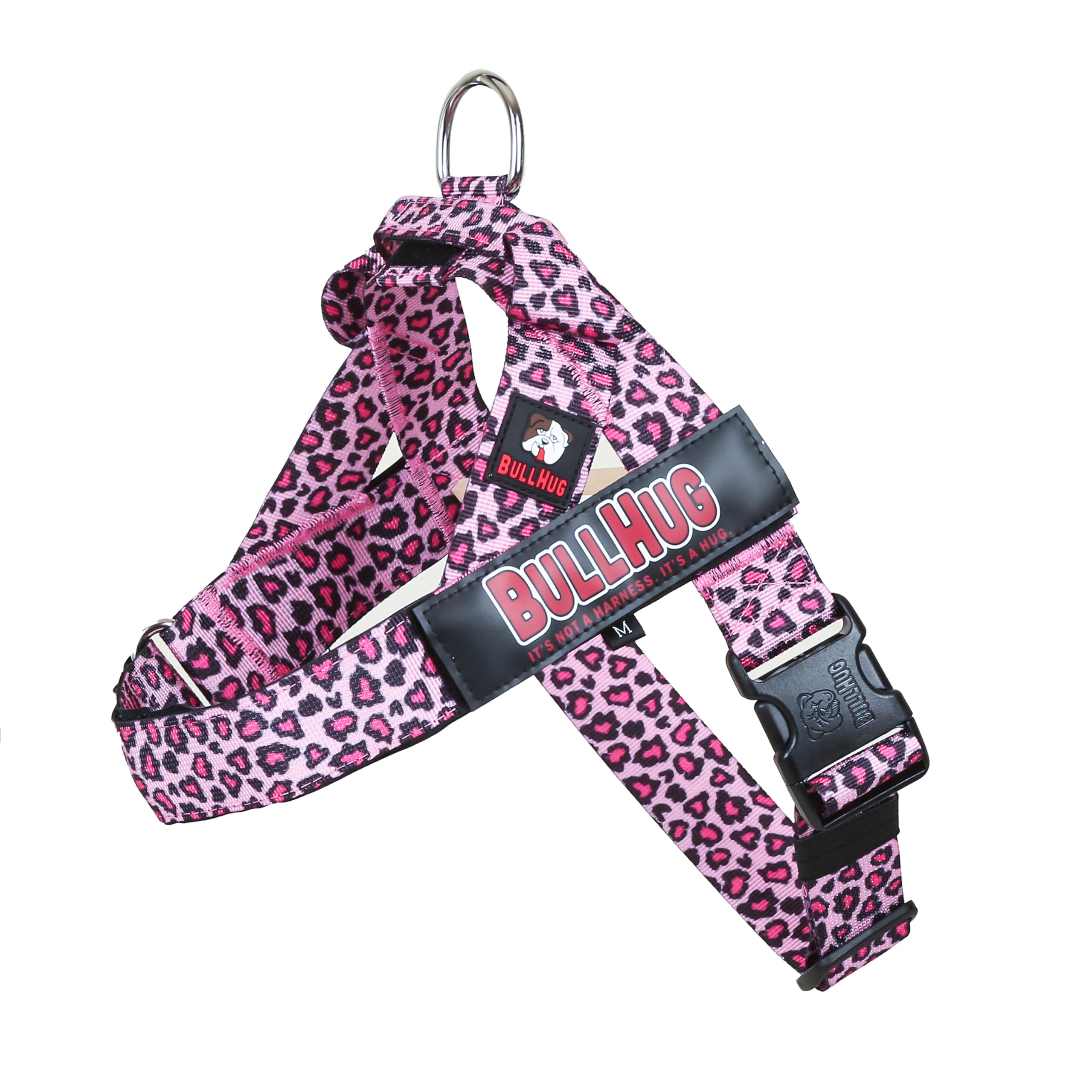 BullHug arnés ajustable sin tirón en leopard-rosa para perros pequeños.