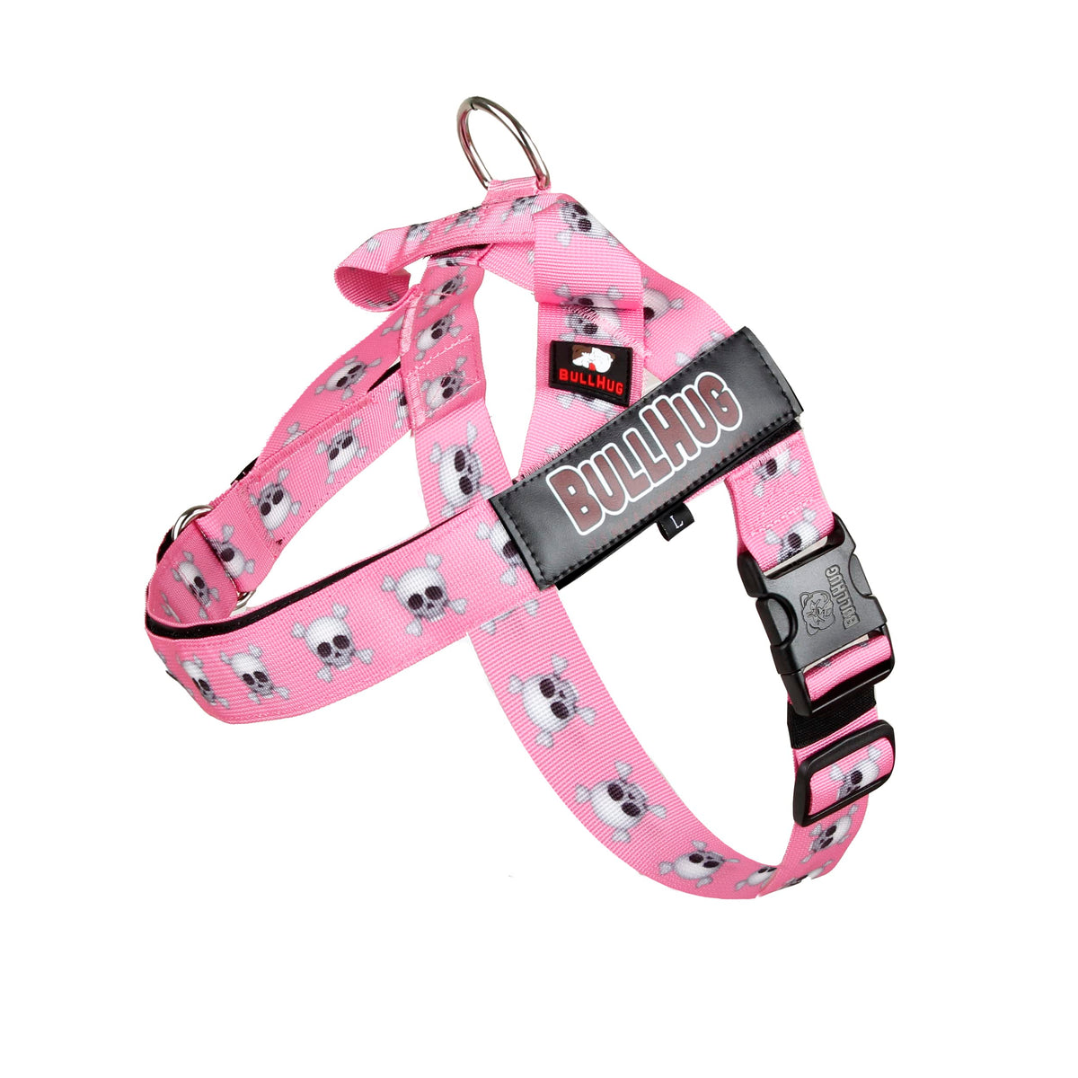 BullHug arnés ajustable para perro en rosa cráneo grande, ideal para paseos seguros