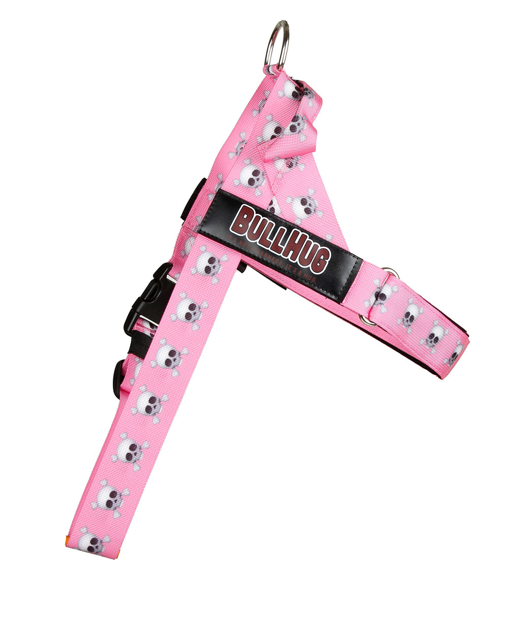 BullHug arnés fácil de colocar para perro rosa cráneo, uso rápido