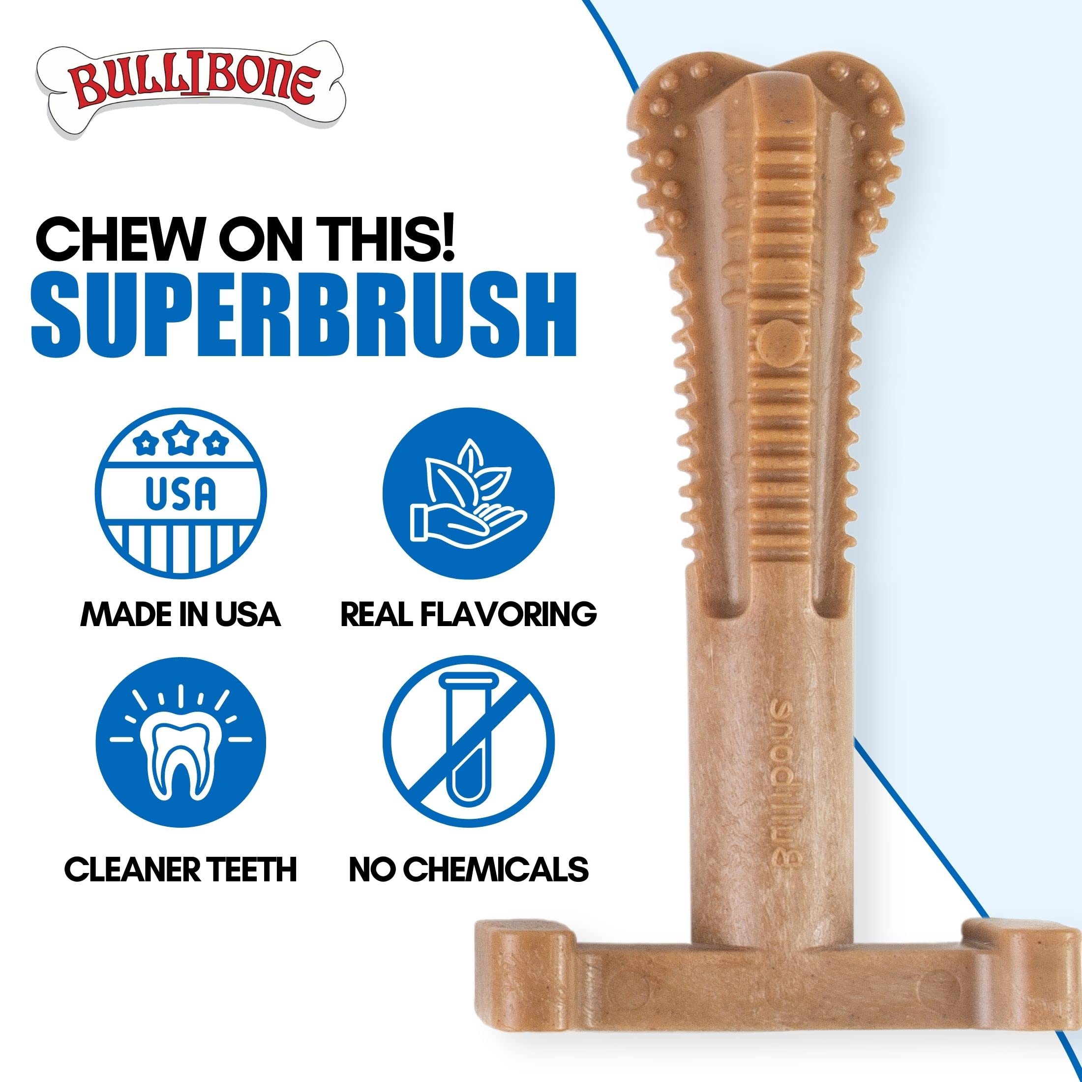 Bullibone uso diario para perros medianos: fomenta masticación saludable y entretenimiento.